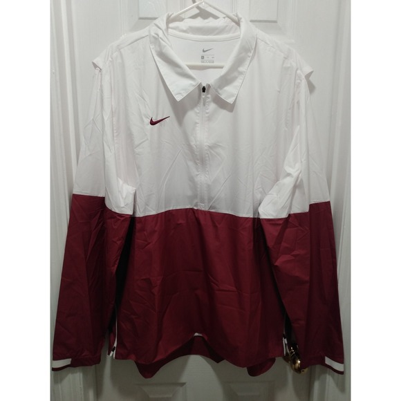 Nike 1/2 Zip White Maroon Coaches Jacket Windbreaker Men's XXL - Picture 2 of 16